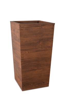 Donica skośna wykonana z blachy ocynkowanej  imitującej  drewno o wymiarach 35x45x80